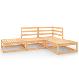 4 Piece Garden Lounge Set Solid Pinewood - Front View