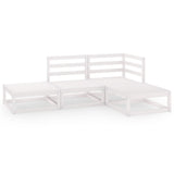 4 Piece Garden Lounge Set White Solid Pinewood - Front View