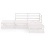 4 Piece Garden Lounge Set White Solid Pinewood - Side View