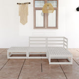 4 Piece Garden Lounge Set White Solid Pinewood