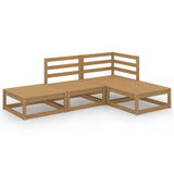 4 Piece Garden Lounge Set Honey Brown Solid Wood Pine - Front View