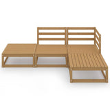 4 Piece Garden Lounge Set Honey Brown Solid Wood Pine - Side View