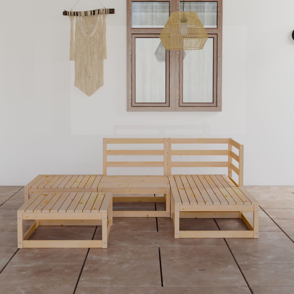 5 Piece Garden Lounge Set Solid Wood Pine