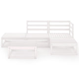5 Piece Garden Lounge Set White Solid Pinewood - Side View