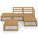 5 Piece Garden Lounge Set Honey Brown Solid Pinewood