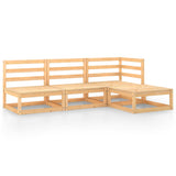 4 Piece Garden Lounge Set Solid Pinewood - Front View