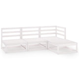 4 Piece Garden Lounge Set White Solid Pinewood - Front View