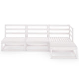 4 Piece Garden Lounge Set White Solid Pinewood - Side View