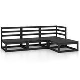 4 Piece Garden Lounge Set Black Solid Pinewood - Front View
