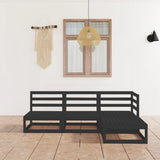4 Piece Garden Lounge Set Black Solid Pinewood