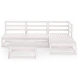 5 Piece Garden Lounge Set White Solid Pinewood - Side View