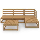 5 Piece Garden Lounge Set Honey Brown Solid Pinewood - Side View