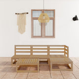 5 Piece Garden Lounge Set Honey Brown Solid Pinewood