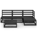 5 Piece Garden Lounge Set Black Solid Wood Pine