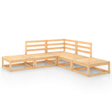 5 Piece Garden Lounge Set Solid Pinewood - Front View
