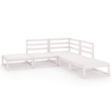 5 Piece Garden Lounge Set White Solid Pinewood - Front View