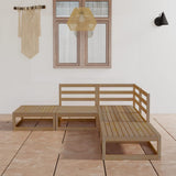 5 Piece Garden Lounge Set Honey Brown Solid Pinewood