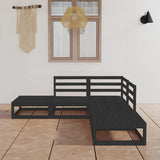 5 Piece Garden Lounge Set Black Solid Pinewood