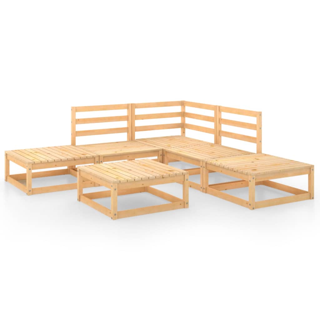 6 Piece Garden Lounge Set Solid Wood Pine