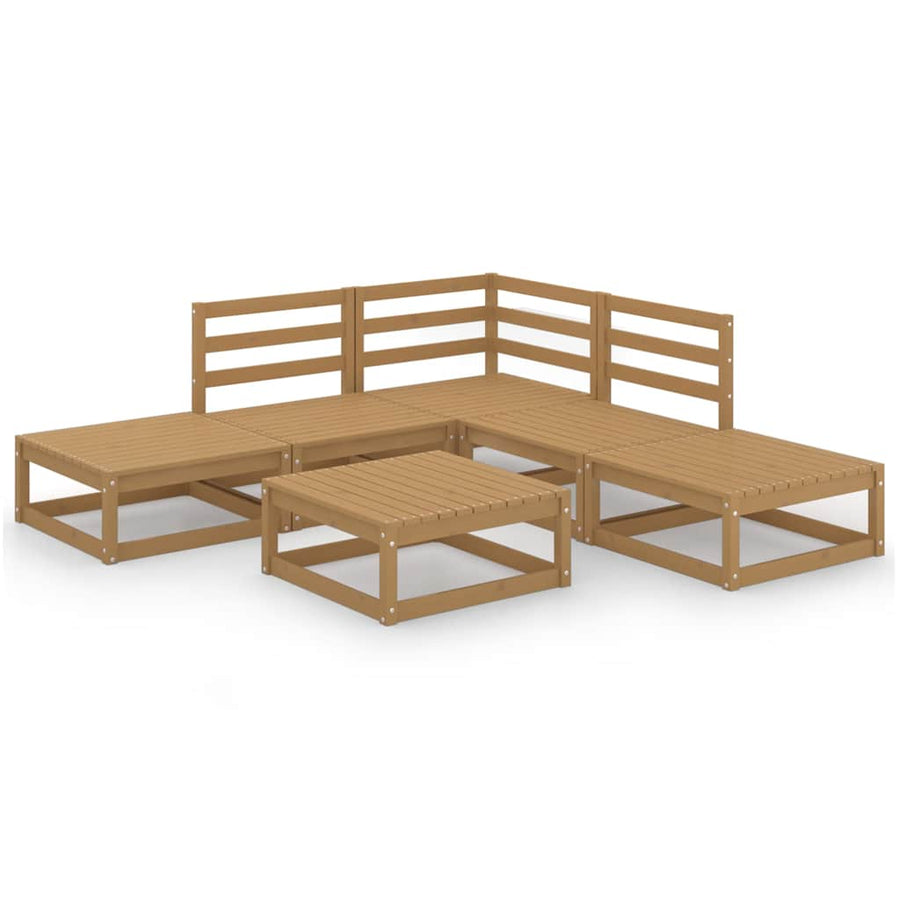 6 Piece Garden Lounge Set Honey Brown Solid Wood Pine