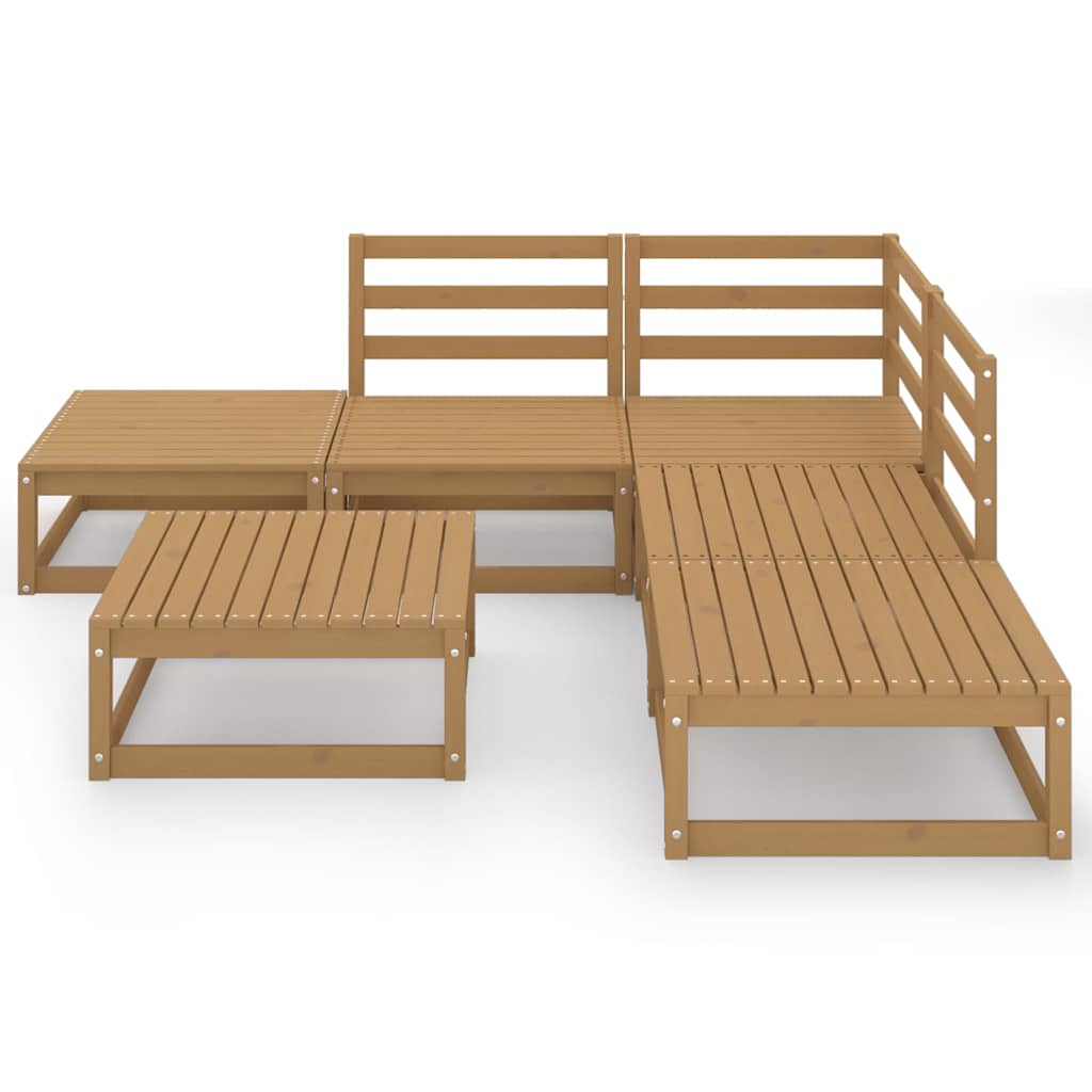 6 Piece Garden Lounge Set Honey Brown Solid Wood Pine