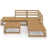 6 Piece Garden Lounge Set Honey Brown Solid Wood Pine