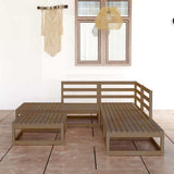 6 Piece Garden Lounge Set Honey Brown Solid Wood Pine