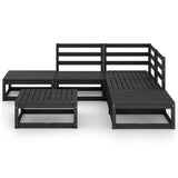 6 Piece Garden Lounge Set Black Solid Pinewood