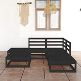 6 Piece Garden Lounge Set Black Solid Pinewood