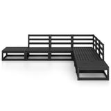 7 Piece Garden Lounge Set Black Solid Pinewood - Side View