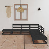 7 Piece Garden Lounge Set Black Solid Pinewood