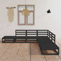 7 Piece Garden Lounge Set Black Solid Wood Pine