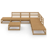 8 Piece Garden Lounge Set Honey Brown Solid Wood Pine - Side View