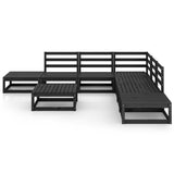 8 Piece Garden Lounge Set Black Solid Wood Pine