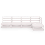 5 Piece Garden Lounge Set White Solid Pinewood - Side View