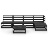 5 Piece Garden Lounge Set Black Solid Pinewood - Side View