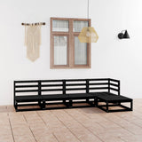 5 Piece Garden Lounge Set Black Solid Pinewood