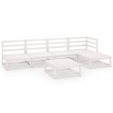 6 Piece Garden Lounge Set White Solid Pinewood - Front View