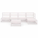 6 Piece Garden Lounge Set White Solid Pinewood - Side View