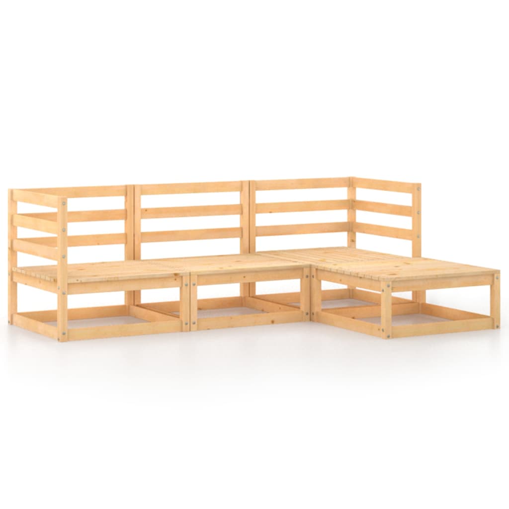 4 Piece Garden Lounge Set Solid Pinewood
