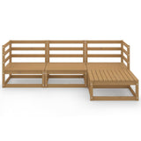4 Piece Garden Lounge Set Honey Brown Solid Wood Pine - Side View