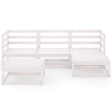 5 Piece Garden Lounge Set White Solid Pinewood - Side View
