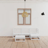 5 Piece Garden Lounge Set White Solid Pinewood