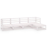 5 Piece Garden Lounge Set White Solid Pinewood - Front View