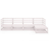 5 Piece Garden Lounge Set White Solid Pinewood - Side View