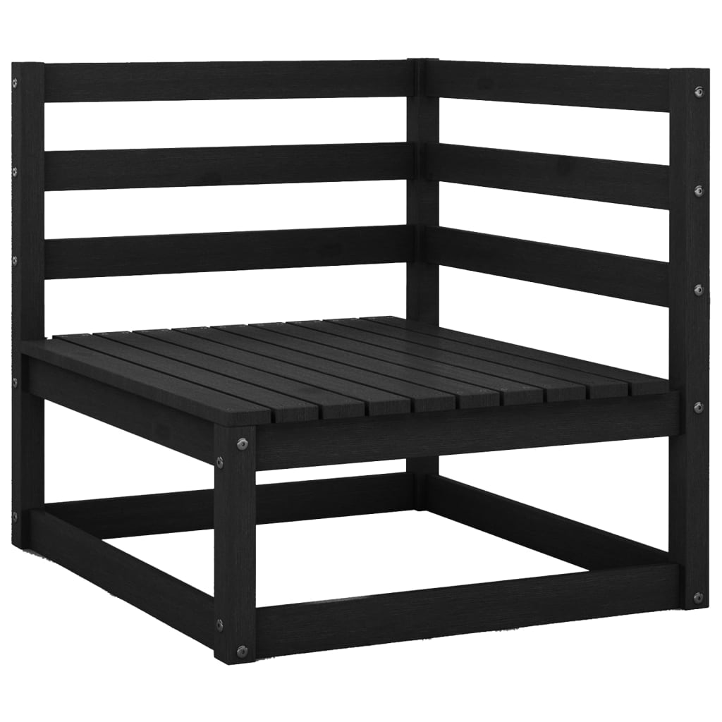 5 Piece Garden Lounge Set Black Solid Pinewood