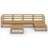 6 Piece Garden Lounge Set Honey Brown Solid Wood Pine - Side View