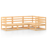 4 Piece Garden Lounge Set Solid Pinewood - Front View