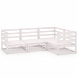 4 Piece Garden Lounge Set White Solid Pinewood - Front View