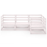 4 Piece Garden Lounge Set White Solid Pinewood - Side View